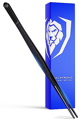 Dalstrong Chef Tweezers Professional Kitchen Tongs- 12" high-precision Tweezer Tongs for Cooking - Stainless Steel Black w/vTitanium Coating - Dad's Valentine Gift for BBQ, Plating, Multi-use