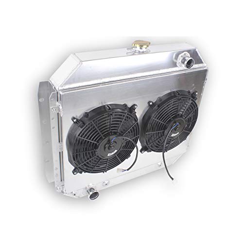 LUXERAD 62mm 4 Row Cooling Aluminum Radiator + 2 x 12" Fan w/Shroud for 1966-1979 Fo r d F 250 350 150 Bro nco Truck V8 Radiator