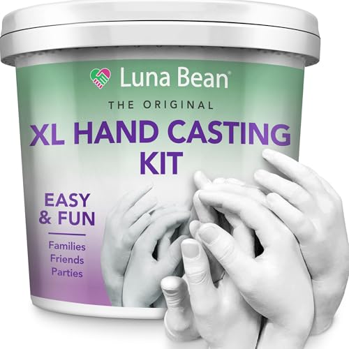 Luna Bean XL Family Hand Casting Kit – Extra-Large Hand Molding Kit for Families, Casts Up to 6 Hands – Plaster Craft Gift for Family, Parents, Grandparents and Keepsake Memorial