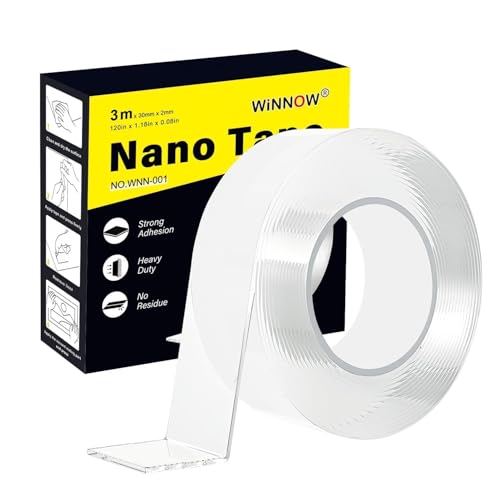 Double Sided Heavy Duty Extra Strong Adhesive Tape -Indoor/Outdoor General Purpose Nano Tape for Securing Picture Frames, Carpets. - Reusable and Without Leaving Adhesive Marks (1.18 inches x 10 feet)