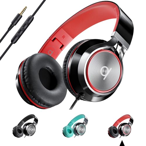 ARTIX CL750 Wired Headphones with Mic & Volume Control — Noise Isolating On-Ear Headphones for Computer and Laptop Wired, Plug in Corded Headphone Over Ear with Wire (Foldable, Aux Jack 3.5mm)