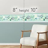 Grace & Gardenia GB10011 Coral and Seashells Peel and Stick Wallpaper Border 10in Height x 15ft Blue Green Designs