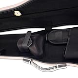 Vetimobato Hard Shell 3/4 Violin Case 4/4 Full Size Carbon Fiber Violin Box Strong Light Anti-Scratch Scratch Shaped Flight Case Travel Backpack Violin Case (Pink gold)