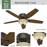 Hunter Fan Company, 53314, 52 inch Newsome Premier Bronze Low Profile Ceiling Fan with LED Light Kit and Pull Chain