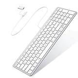 OMOTON Wired Keyboard for Mac, with Dual Interface (USB and Type-C), Numeric Keypad for MacBook Pro/Air, iMac, iMac Pro, Mac Mini, Mac Pro Laptop, Silver