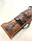 ZOLO LEATHERS Cowhide Leather Rifle Sling 48-50 Inch Gun Cases for Rifles Slip Bag Shotgun Case Shoulder Strap Soft Gun Cases for Rifles Hunting Bag (Brown with Pocket)