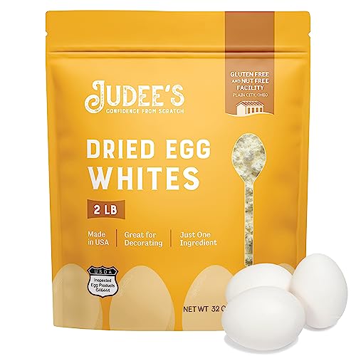 Judee's Gluten Free Dried Egg White Protein Powder 2 lb - Pasteurized, USDA Certified - Non-GMO, Gluten-Free & Nut-Free - Just One Ingredient - Made in USA - Egg Protein Powder