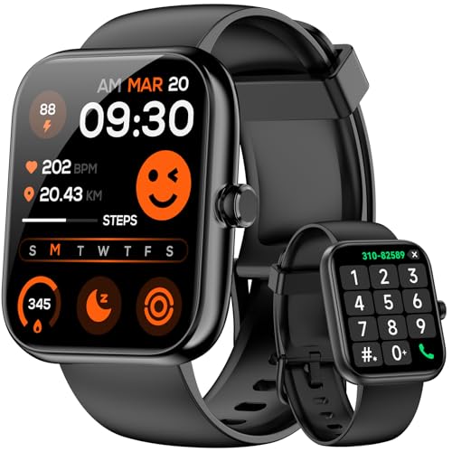 Smart Watch for Men Women Alexa Built-in, Fitness Tracker with Call Function & 1.83" HD Touchscreen, 100 Sport Modes, Heart Rate/Sleep Monitor, IP68 Waterproof, iOS Android Compatible (Black)