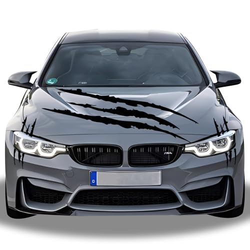 1 Full Set Monster Claw Sticker for Car Hood Decal 1 Set, Car Decals Claw Mark Stickers to Cover Hood Headlights Scratches, Modified Cars/Vans/SUVs/Trucks, Motorbike, Truck Decal Decoration(Black)