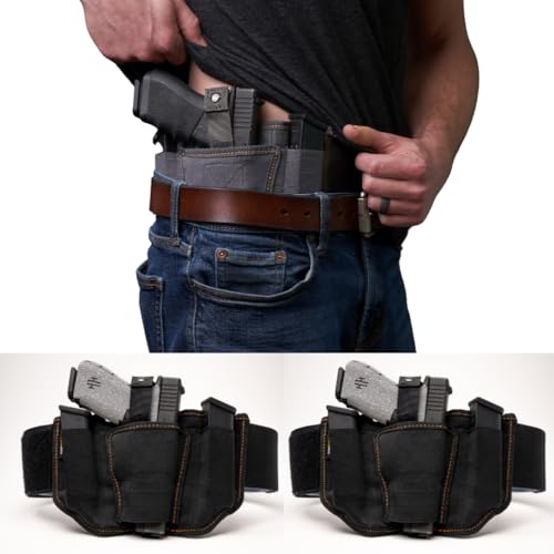 VNSH Belly Band Holster – Comfortable, Secure & Discreet | Concealed Carry Fit for 99% of Handguns with Built-in Mag Pouches (2 Pack)