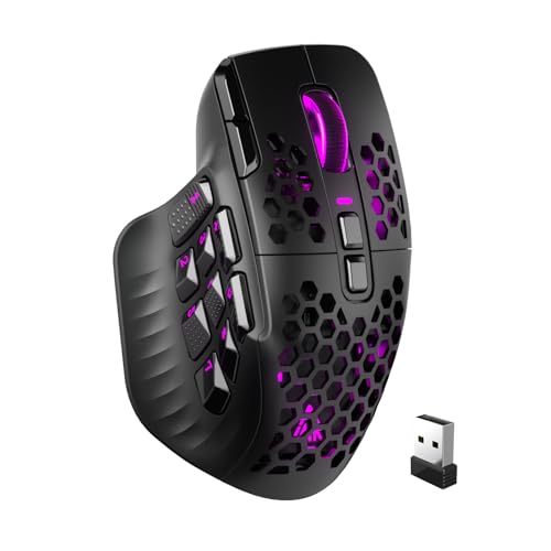 SOLAKAKA SM809 Pro Wireless MMO Gaming Mouse with 9 Side Buttons,24000 DPI,Triple Connectivity (2.4G/BT5.0/Wired) RGB MMO Mouse for Gamer,16 Programmable Macros,Up to 350H Battery Life,Black