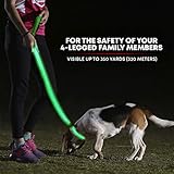 ILLUMISEEN LED Light Up Dog Leash | Ultra High Visibility Up to 350 Yards | 3 Lighting Modes | USB Rechargeable, No Batteries Needed | Padded Handle & Rotating Swivel Clasp to Prevent Leash Tangling