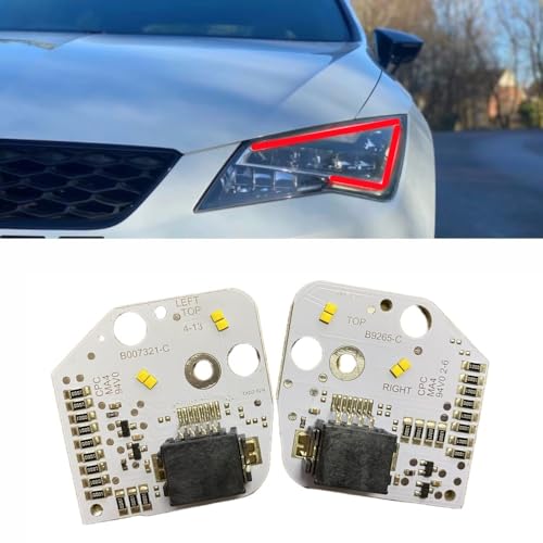 CSL Yellow DRL Boards Fit For 2013 2014 2015 2016 Seat Leon MK3 5F Cupra LED Headlight Daytime Running Light, DRL Chips, 5F0941475 5F0941476 (Red)