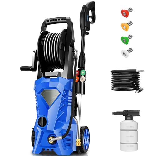 4500 PSI Electric Pressure Washer, 2.8GPM Power Washer with Detachable Foam Cannon and Power Washer Wand, 4 Qucik Connect Nozzles for Cars/Fences/Driveways/Home/Patios, Blue