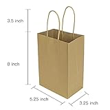 bagmad 100 Pack 5.25x3.25x8 Inch Brown Small Paper Bags with Handles Bulk, Gift Paper Bags, Kraft Birthday Party Favors Grocery Retail Shopping Takeouts Business Craft sacks (Plain Natural 100pcs)