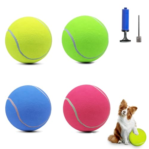 atbuym 4 Pack 9.5" Oversize Giant Tennis Ball Dog Tennis Balls Large Pet Chew Toy for Outdoor/Indoor Sports Dog Ball Gift with Needle