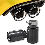 NINTE Exhaust Tip Universal For BMW M Performance Stainless Steel and Glossy Real Carbon Fiber Car Tail Pipe 2.48" Inlet 3.6" Outlet 7" Length 2PCS