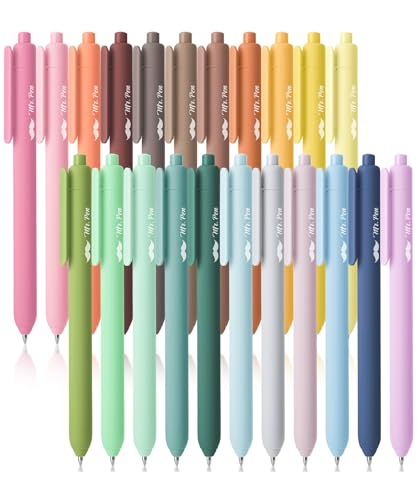 Mr. Pen- Retractable Gel Pens for Journaling, 22 Pack, Pastel, Morandi and Vintage Color Inks, Fast Dry, Colorful & Soft grip Barrels, Smooth Writing, 0.7mm Fine Point Aesthetic Pens