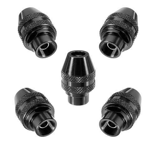 Multi Quick Change Keyless Chuck for Dremel 4486 Rotary Tools 3000 4000 7700 8200 (5/Pack), Length: 23.5mm; Diameter: 14mm, Black