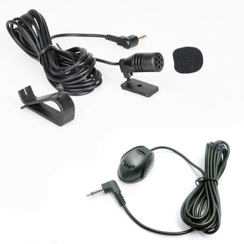 CCeCCe 2 Pack Car Microphone 3.5mm Car Radio Mic Replacement Voice Input External Microphone for Pioneer Kenwood Boss JVC Sony Car Stereo Media Vehicle Head Unit Audio DVD