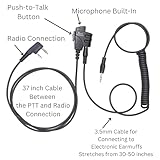 Tigrett Outdoor Push-to-Talk Cable with 3.5mm Audio Adapter - PTT Button for Kenwood K1 & Baofeng Waterproof Radios - Compatible with 3.5mm Electronic Earmuffs (Clip No Velcro, Baofeng K1 Type UV5R)