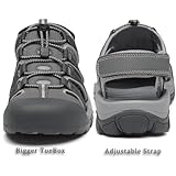 FLARUT Men's Athletic Sandals - Closed Toe Sport Hiking & Outdoor Walking Water Sandals with Anti-Slip Cushioning and Breathable Mesh (F-Grey,42)