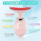 Facial Massager for Face and Neck, Red-Light-Therapy-for-Face and Neck, Face culpting Wand with 7 Color, at-Home Face Tool for Skin Care (Pink)