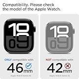 Spigen Tough Armor Case with Built-in Touch Sensitive Tempered Glass Screen Protector Designed for Apple Watch Series 10 46mm Durable Full Coverage Cover (2024) - Black