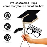 Fully Assembled Graduation Photo Booth Props - Set of 30 - Class of 2025 Graduation Selfie Signs - Congrats Grad Party Supplies & Decorations - with Real Gold & Silver Glitter - Did We Mention No DIY