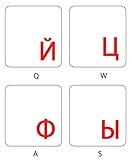 Online-Welcome Russian with RED Lettering Keyboard Stickers Transparent for Computers LAPTOPS for White KEYBORD