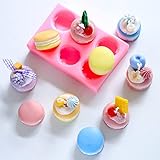 DD-life 4 Pcs 3D Macaron Silicone Mold Round Macaron Chocolate Candy Fondant Mold Cake Cupcake Decorating