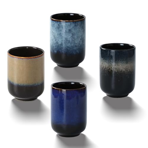 Lxuwbd Large Ceramic Tea Set, Chinese Tea Cup, Coffee Cup, Ceramic Mate Tea Cup Set 4 Piece (4 colors)