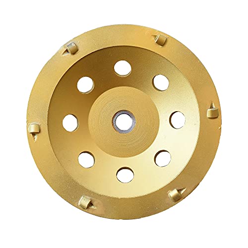 ACTINTOOL 7 in. x 7/8-5/8 in. Non Threaded 7 Inch Pcd Grinding Cup Wheel, 6 PCS 1/4 Round PCD Epoxy Thinset Stucco Mastic Grinding Wheel(7/8"-5/8" Non-Threaded)