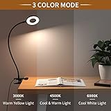 iZELL Desk Lamp, [3 Color Modes & 10 Brightness] LED Reading Light with Clamp, Flexible Gooseneck Book Light for Kids Reading Book in Bed at Night Clip on Table, Headboard, Dorm - 15.8‘’ Black