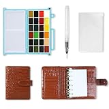 MEI COLOUR Mini Watercolor Paint Set for Adult Artists Beginners, Portable Travel Water Color Paints Kit Contains 24 Colors Watercolors Sketchbook Paper Pen Palette Washer