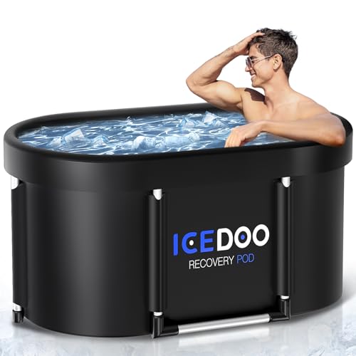 Wxtkkom New Upgrade XL 139-Gallon Oval Ice Bath Tub - 6 Layered Portable Bathtub, Recessed Bathtubs Foldable with Cover Cold Plunge Tub for Athletes, Home Gym, Outdoor Recovery Use.