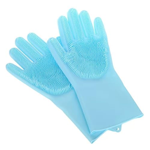 DURAGS Pet Bathing Gloves, Cat and Dog Bathing Artifacts, Pet Anti-Scratch and Anti-Bite Massage Gloves, Scrubbing Brush.Pet Bath Gloves. (Blue)