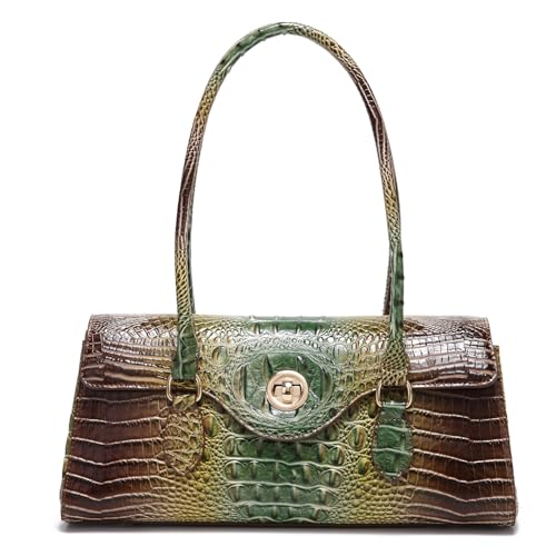 Makcr Joacbv Leather Crocodile Pattern Top Handle Handbag for Women High-value Satchel Tote Purse for Ladies