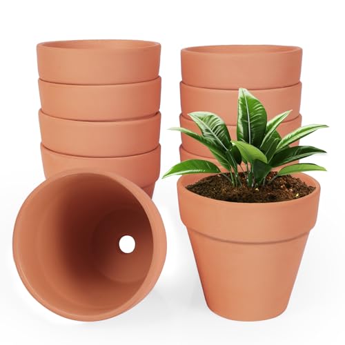 YESIACE 24 Pack 4 Inches Terracotta Plant Pots, Terra Cotta Planter with Drainage Holes, Perfect for Planting, Painting, Weddings and Parties