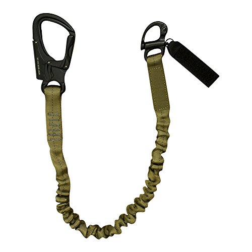 Fusion Tactical Military and Police Helo Lanyard - 6ft Elastic Bungee with Snap Hook Shackle, 23kN - Coyote Brown, 72 inches