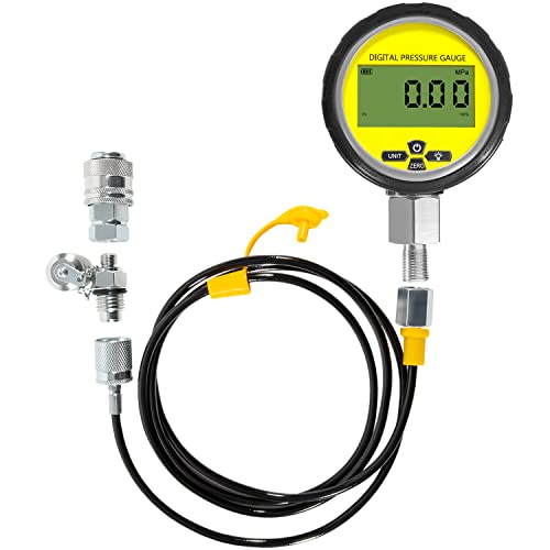 10000PSI Digital Hydraulic Pressure Test Coupling Kit Pressure Gauge Manometer Tester for USA Brand Excavator 1 Gauge 1 Hose 2 Couplings Black Silicone Protector 1/4 Inch NPT Connector 700BAR/70Mpa