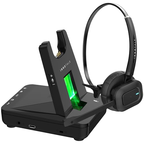 INNOTALK - Desk Phone Wireless Headset with RJ9 Adapter, 12-Hour Talk Time Handsfree Phone Headset, Office Phone Headset for Desk Phone, 300 Ft. Long Range Wireless Headset, W780