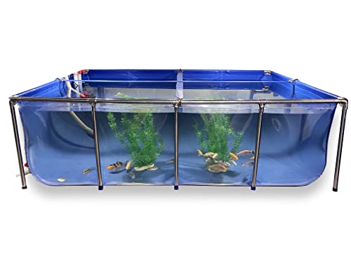 BOSWELL Aquarium Pool Pond with Transparent Clear Viewing Panel and Drain Valve, PVC Canvas with Steel Frame for Ponds, Fish Tank, Koi, Goldfish, Display Show Tank (470 Gallons)