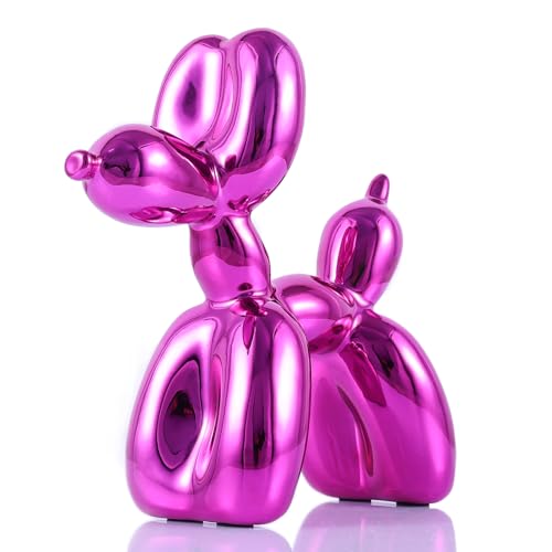 XIAOMAGG Glossy Balloon Dog Statue Home Decor Modern Art Funky Statues for Coffee Table and Kitchen Figurines Living Room Decor Trendy Color Scheme Room Decor Aesthetic (6.6*6.6*2.8inch, Rose red)