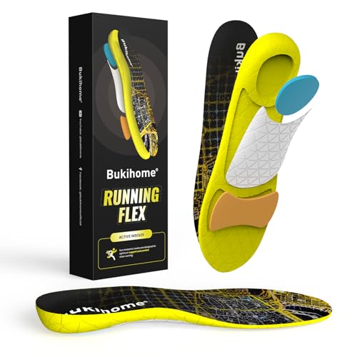 Bukihome Arch Support Orthotic Insoles – Comfort Work Boot Insoles for Women & Men for High Arch, Flat Feet, Plantar Fasciitis- SizeM