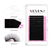 VEYES INC Cashmere Volume Lash Extensions C CC D DD LD L B J M Curl 0.03-0.20 thickness 5-25mm, Super Matte Black Individual Eyelashes Tray, Professional Supplies for Lash Techs (0.03 CC 14mm)