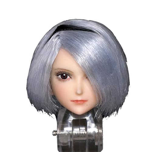 RoofWorld 1/12 Scale Female Head Sculpt,6inch Figure Doll Accessories Anime Girl Eye Mask Pale Skin PVC Soldier Head Carving Model Fit 6''Miniature Action Figure Body
