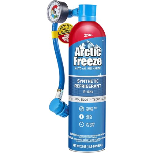Arctic Freeze AF22CA Auto Ultra Synthetic A/C Recharge Kit with Gauge and 1 Feet Hose, 22 oz