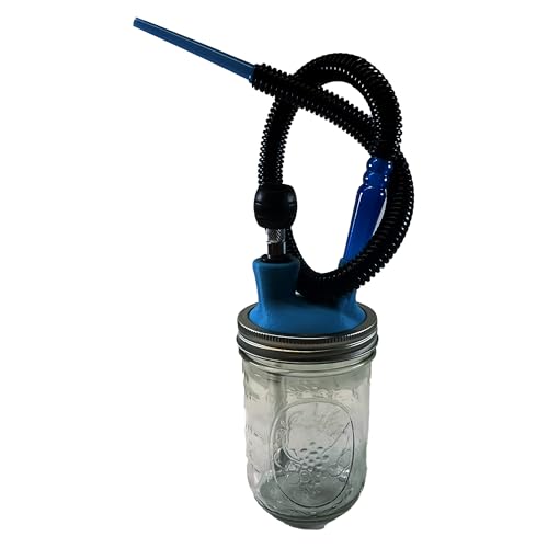 Hookah EZ Clean Mason Jar Hand Pipe - Handcrafted Glass Shisha Smoking Kit - Large Lounge Decor Gift Set (Turquoise)