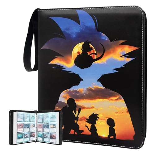 Anime Trading Card Binder for Dragon Ball Cards,9 Pocket with 60 Sleeves up to 1080 Cards One Piece TCG Card Binder,Waterproof Card Storage Book,Son Goku Cards Z Display Case